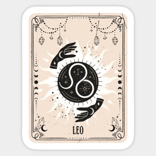 Leo  zodiac symbol card with fortune teller mystic hands. Sticker